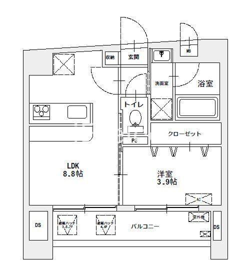 MAJESTIC千葉みなと(1LDK/8階)の間取り写真