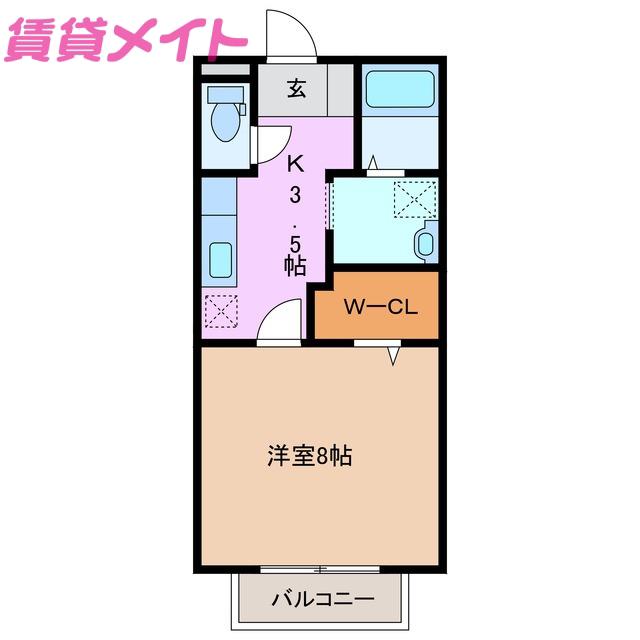 ナイスフィールド(1K/2階)の間取り写真