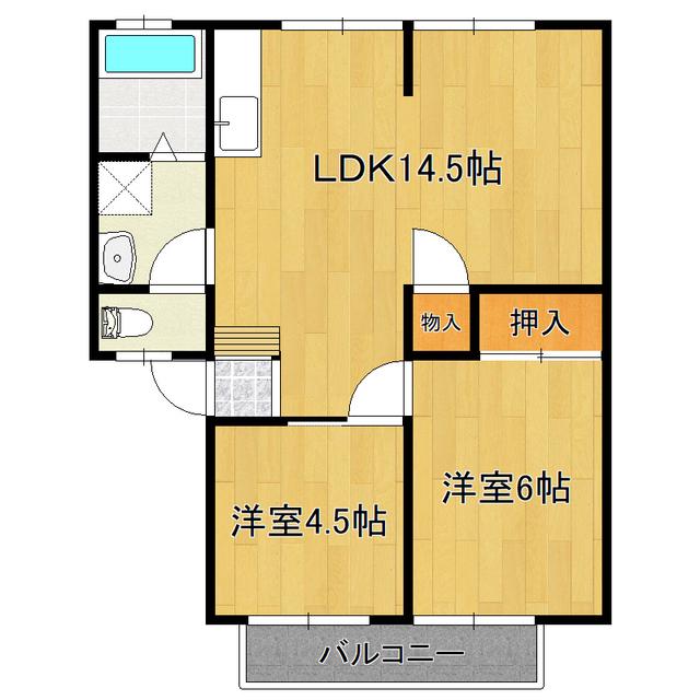 ウィンディア二の宮AB(2LDK/1階)の間取り写真
