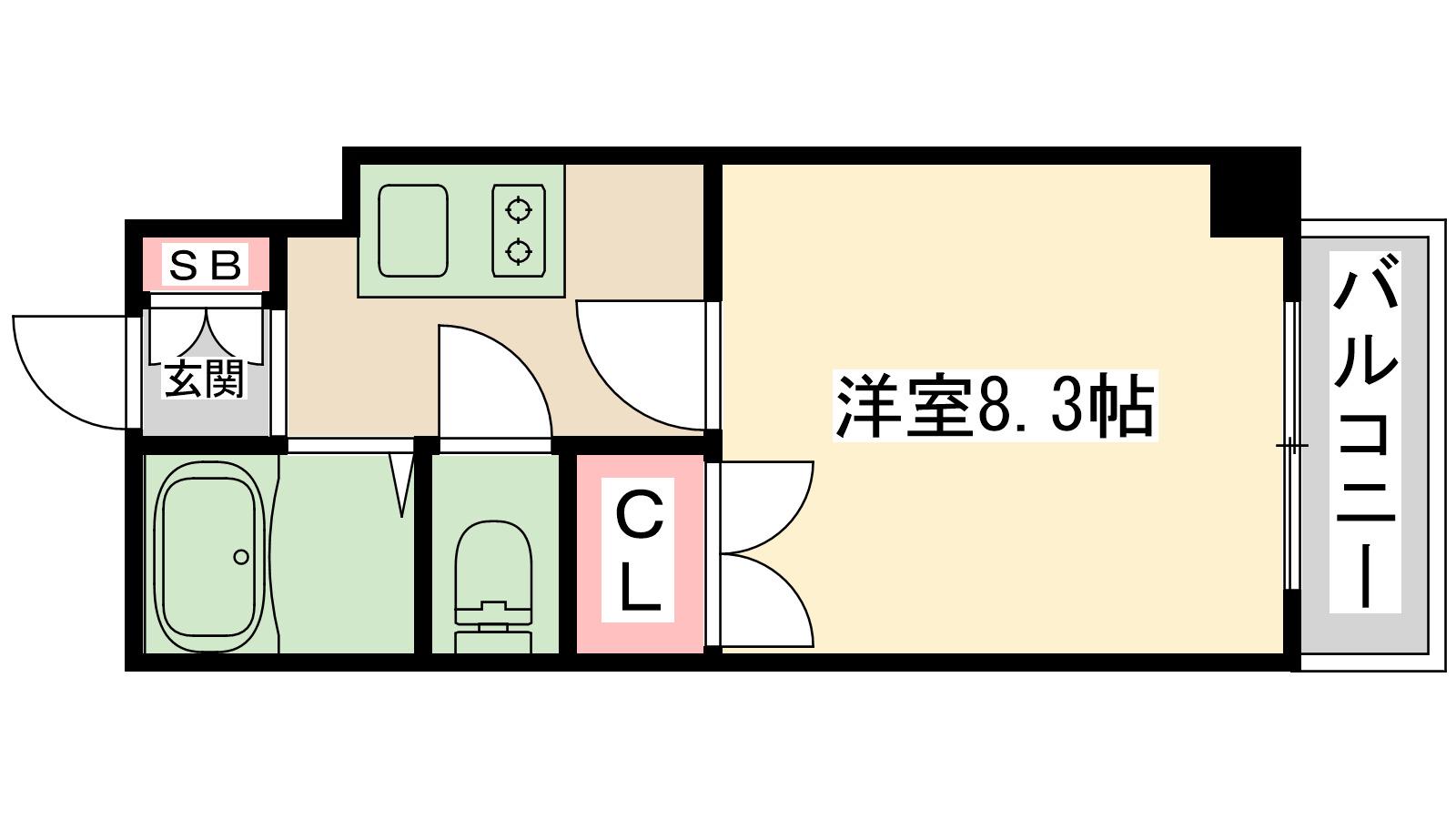グランコート江坂(1K/6階)の間取り写真