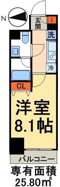 クレイシア秋葉原(1K/8階)の間取り写真
