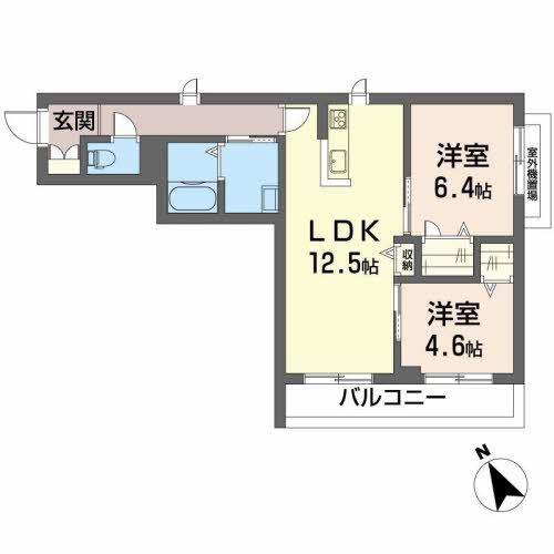 リメインらかんN棟(2LDK/3階)の間取り写真