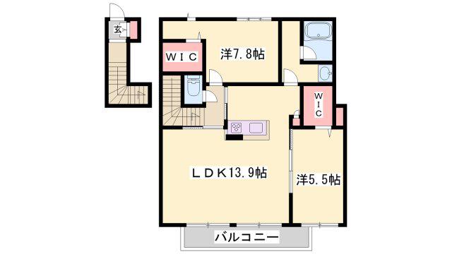 メゾン・シャルール(2LDK/2階)の間取り写真
