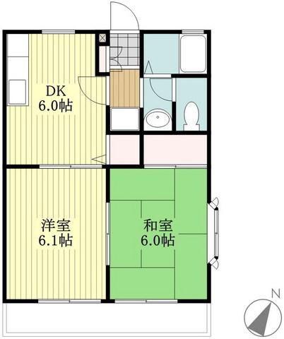 シャトル森崎II(2DK/2階)の間取り写真