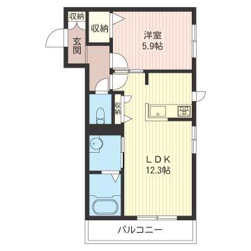 ルミエール中延(1LDK/1階)の間取り写真