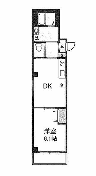 第23シンエイビル(1DK/4階)の間取り写真