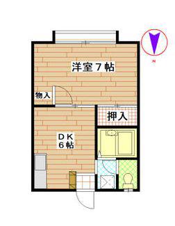 55ハイツ(1DK/2階)の間取り写真