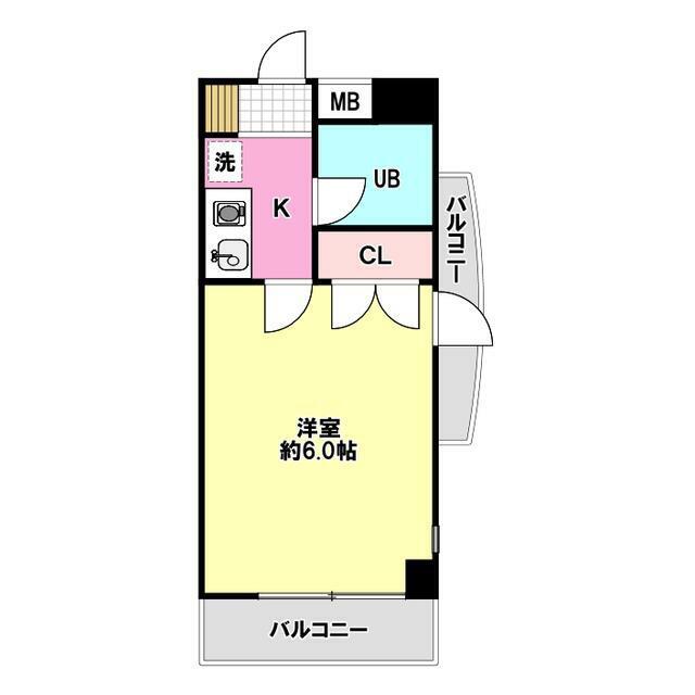 RKビル(1K/2階)の間取り写真