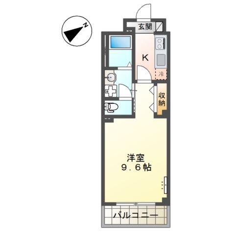 西区五才美町マンション(1K/2階)の間取り写真