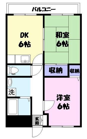 エコーマンションⅠ(2DK/2階)の間取り写真