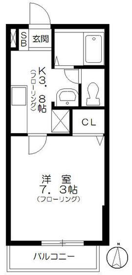 CHRYSANTH(1K/2階)の間取り写真