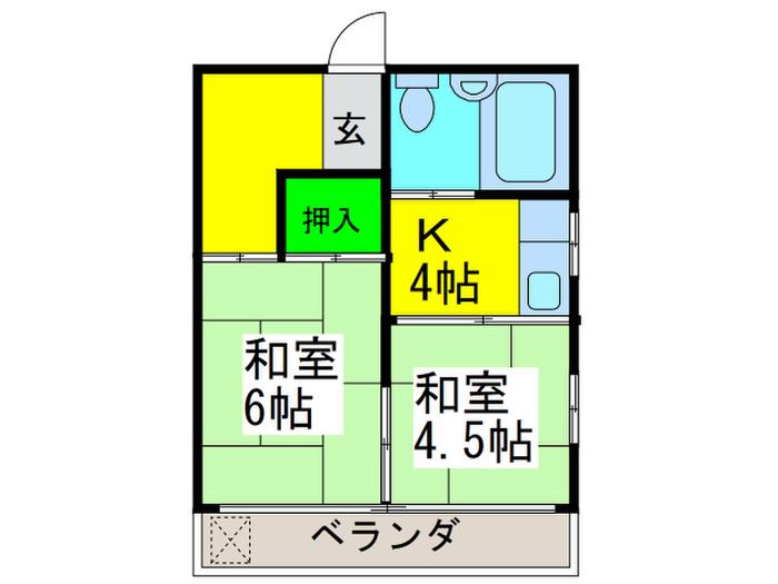 幸栄マンション(2K/4階)の間取り写真