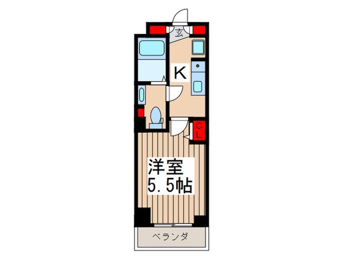 グランカーサ市川国府台(1K/2階)の間取り写真