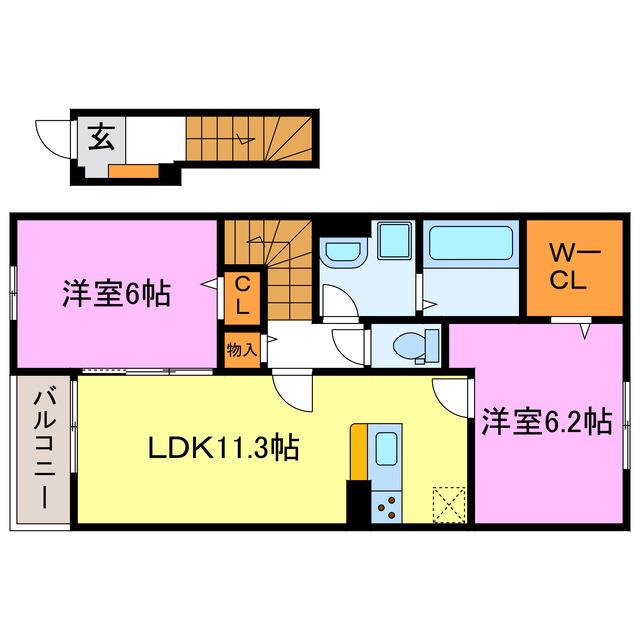 サンリット スクエア I・II(2LDK/2階)の間取り写真