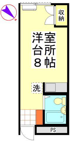 第1野田マンション(ワンルーム/1階)の間取り写真