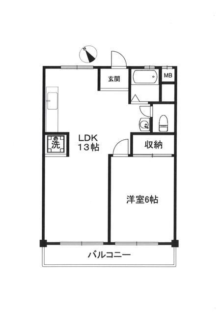 小金原第6コーポラス(1LDK/7階)の間取り写真