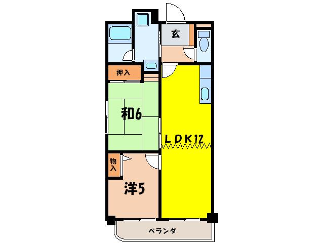 フォルテN(2LDK/2階)の間取り写真