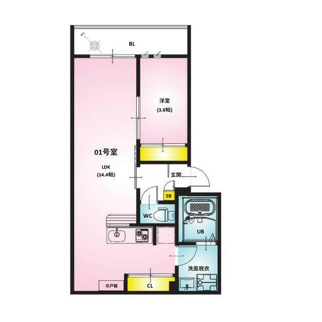 REGALEST 北小金(1LDK/3階)の間取り写真