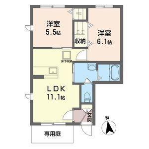 ティプラザ駒生町 B(2LDK/1階)の間取り写真