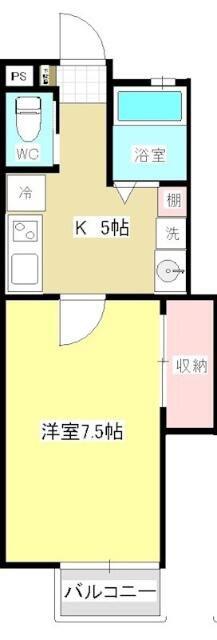 プチメゾン小野D(1K/2階)の間取り写真