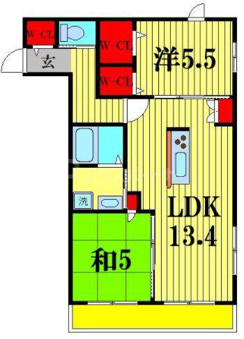 LE CIEL(2LDK/2階)の間取り写真
