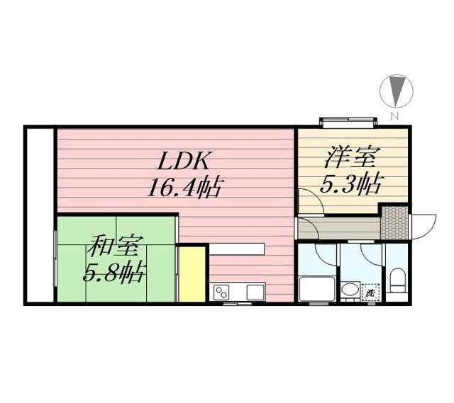 畑野マンション(2LDK/2階)の間取り写真