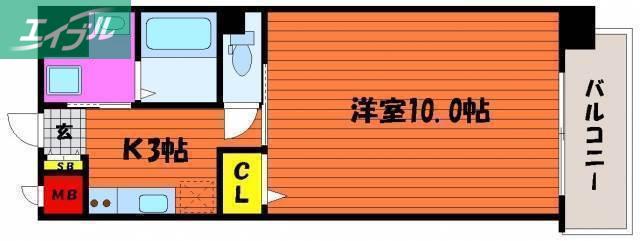 柳町Aマンション(1K/5階)の間取り写真