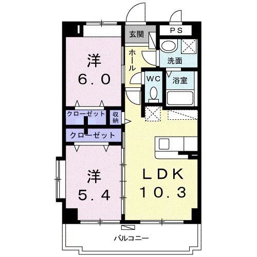 ケイティーエム(2LDK/4階)の間取り写真