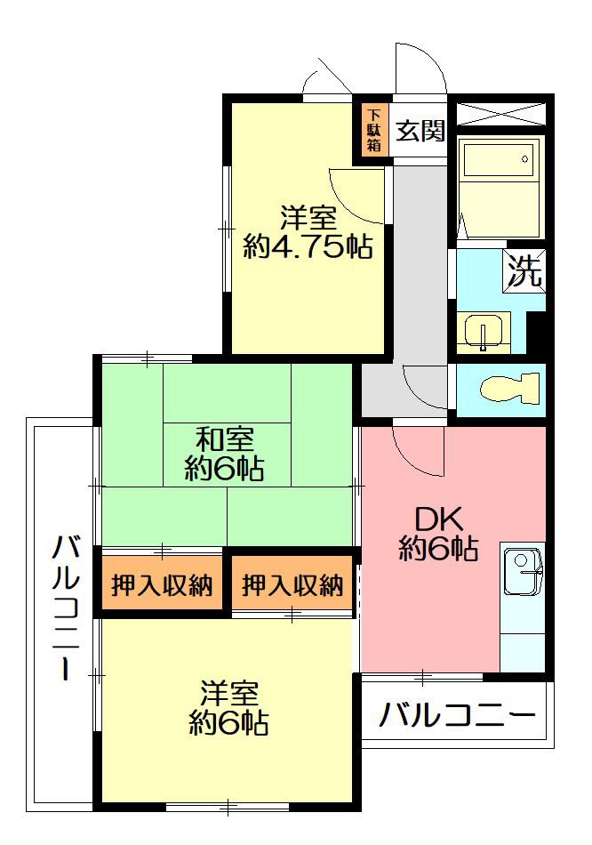 シーサイドハイム(3DK/2階)の間取り写真