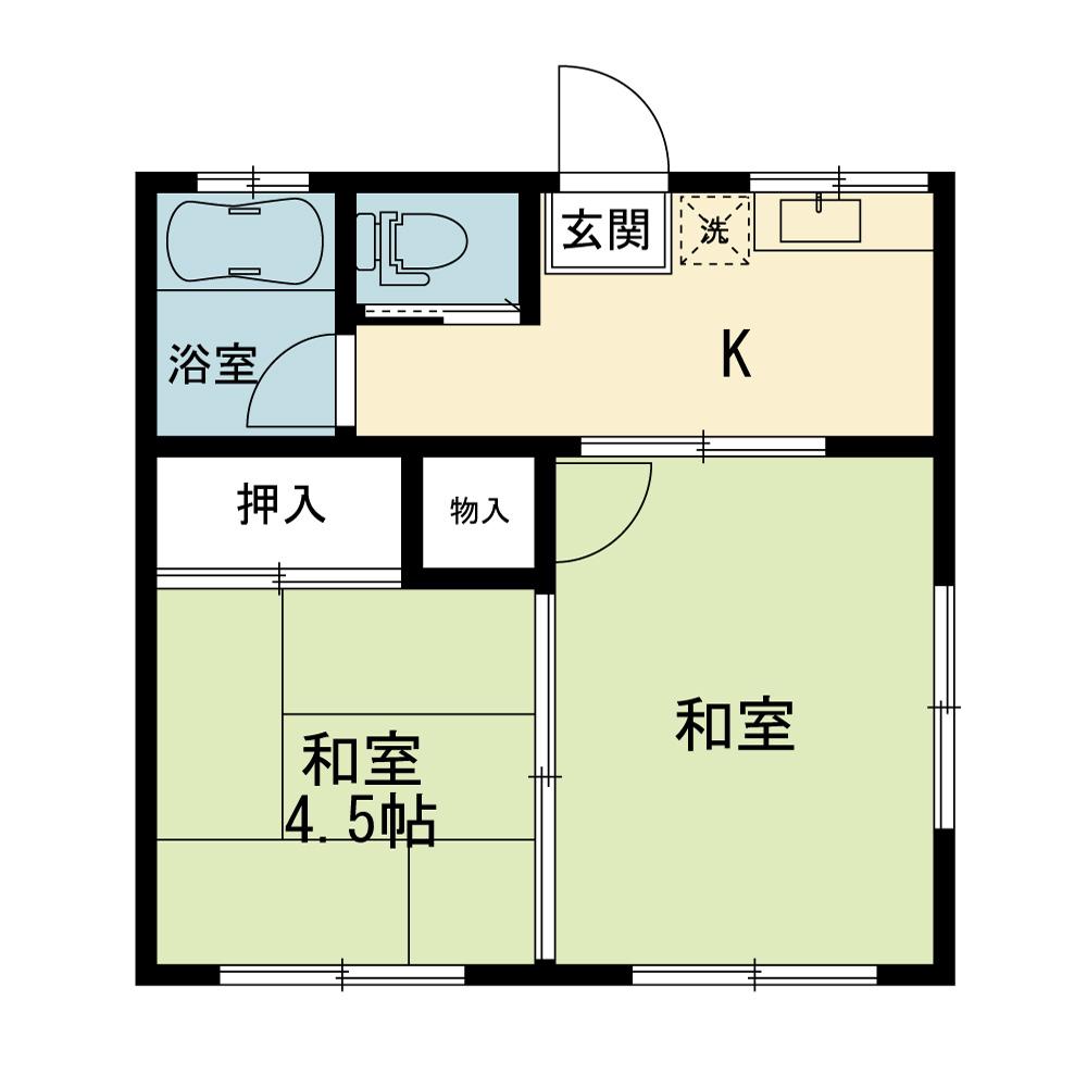 第一川原荘(2K/1階)の間取り写真