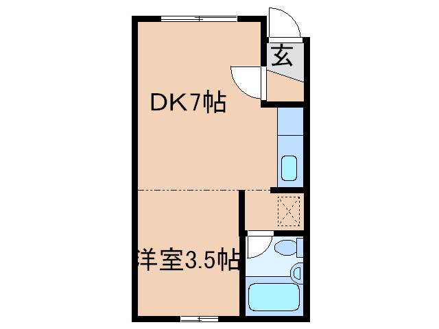 パークサイドI(1DK/1階)の間取り写真