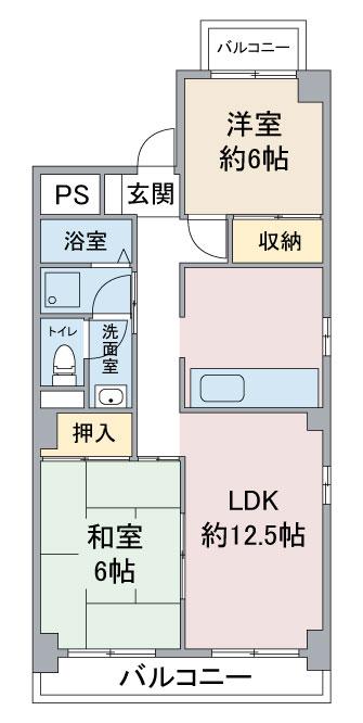 FREESIA(2LDK/3階)の間取り写真