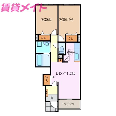 ブリッサ II(2LDK/1階)の間取り写真