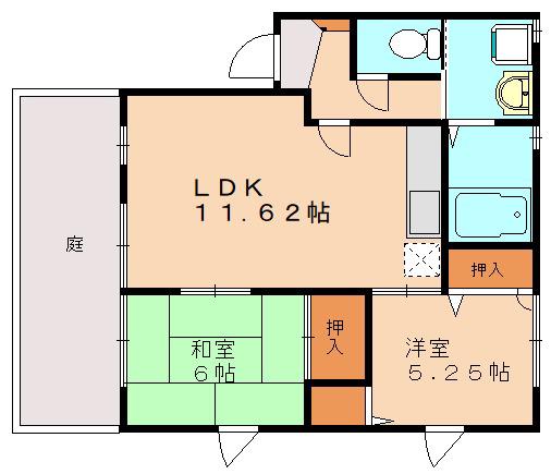 シャンポール入部B(2LDK/1階)の間取り写真