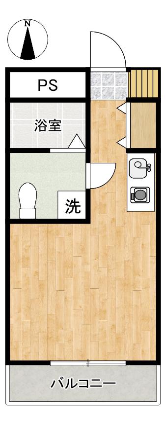 カーサ大雄(ワンルーム/1階)の間取り写真