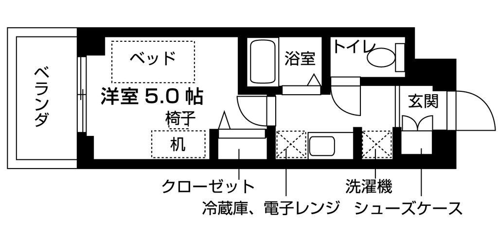 CLASSY BASE 武庫川(ワンルーム/5階)の間取り写真