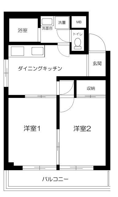 ペアシティ秀華一番館(2DK/2階)の間取り写真