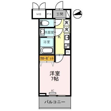 アクアリウス(1K/1階)の間取り写真