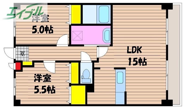 グランメゾン福成(2LDK/3階)の間取り写真