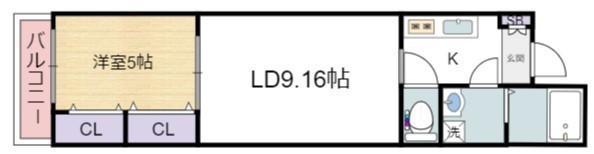MARK VILLA安立(1LDK/1階)の間取り写真