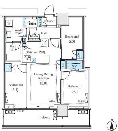 パークシティ中野ザタワー エアーズ(3LDK/6階)の間取り写真
