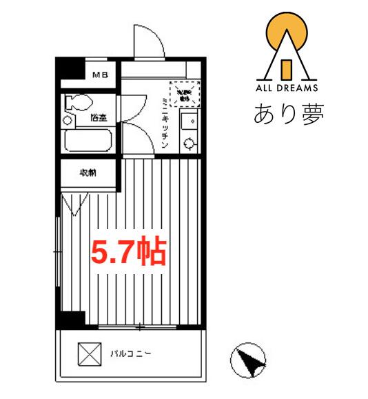 シャルム白楽(1K/5階)の間取り写真