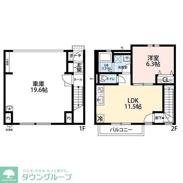 グランガレージ草加(1LDK/1階)の間取り写真