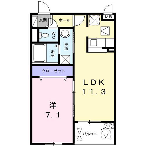 アルバグランデ(1LDK/2階)の間取り写真