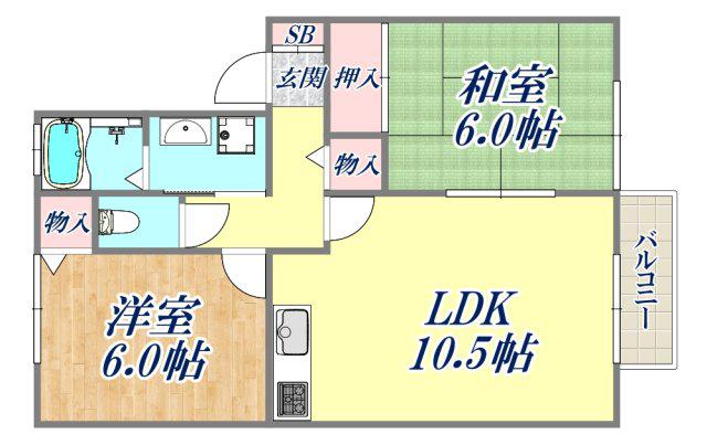 ネクステージ御園(2LDK/2階)の間取り写真