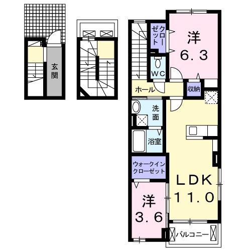 メゾン・フルール(2LDK/3階)の間取り写真