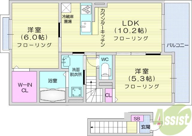 アパパネⅢ(2LDK/2階)の間取り写真