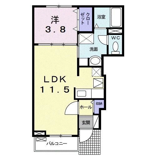レオ・レグルス(1LDK/1階)の間取り写真