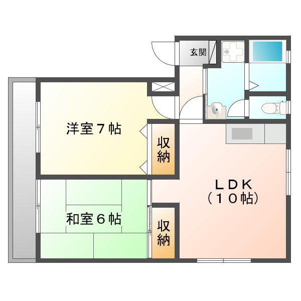 ヴァンサンク川合(2LDK/2階)の間取り写真