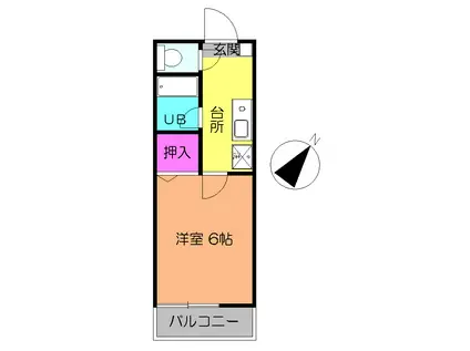 ボナールK(1K/2階)の間取り写真